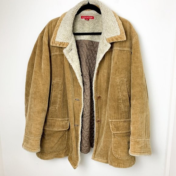 Vintage Gloria Vanderbilt tan corduroy sherpa collar quilted liner coat 2X - Picture 1 of 10
